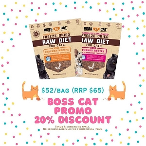 [SEP - OCT PROMO 2022] Boss Cat Freeze Dried Cat food 9oz 20% OFF